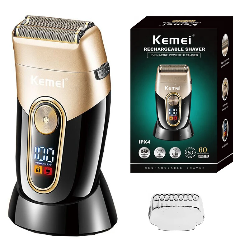 Kemei 3209 Washable Beard Electric Shaver For Men Rechargeable Stubble Electric Razor Head Shaving Machine Balds 3-Blades System