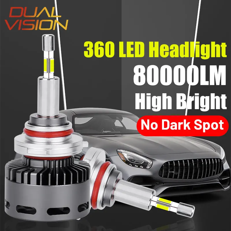 

360 H7 LED 80000LM H4 Car Lamp Canbus No Error LED H11 H1 H8 H9 H16 9005 HB3 9006 HB4 9012 HIR2 200W High Beam Low Beam For Lens