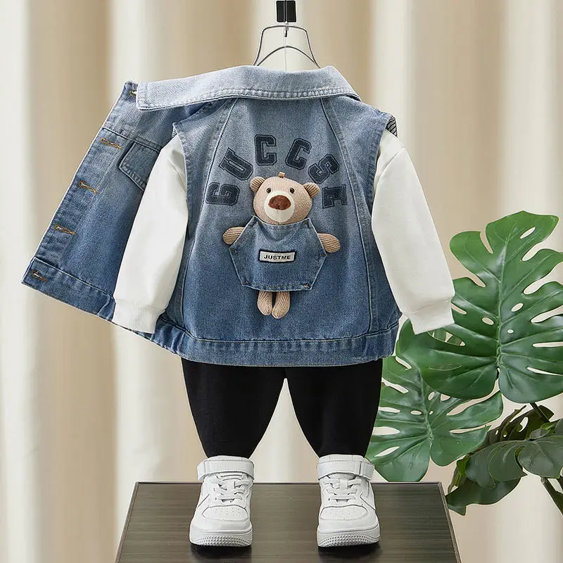 

Children's Vest Spring and Autumn 2023 New Baby Denim Vest Boy Versatile Waistcoat Thin Outer Wear Spring Vest