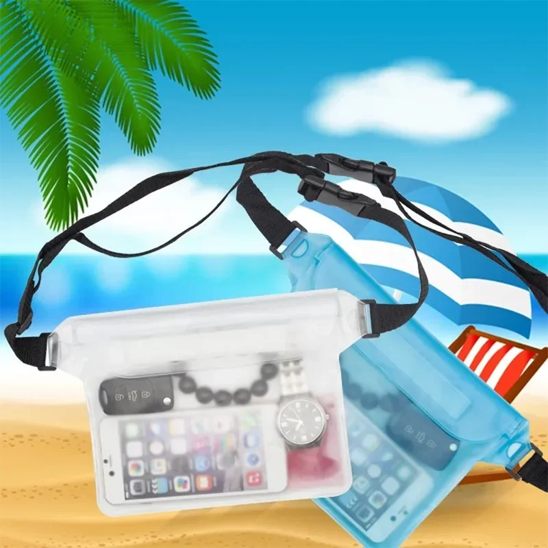 Three Layer Sealed Waterproof Bag with Touch Screen and Adjustable Waistband for Underwater Protection