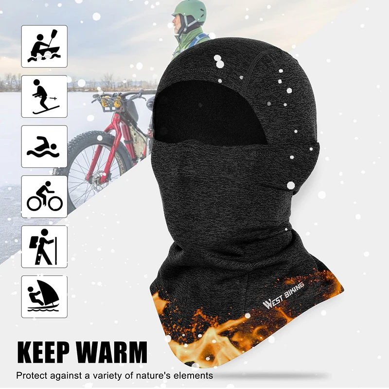 WEST BIKING Winter Windproof Men's Cap Cycling Skiing Balaclava Mask Outdoor Sports Motorcycle Helmets Hat Fleece Bicycle Caps 3