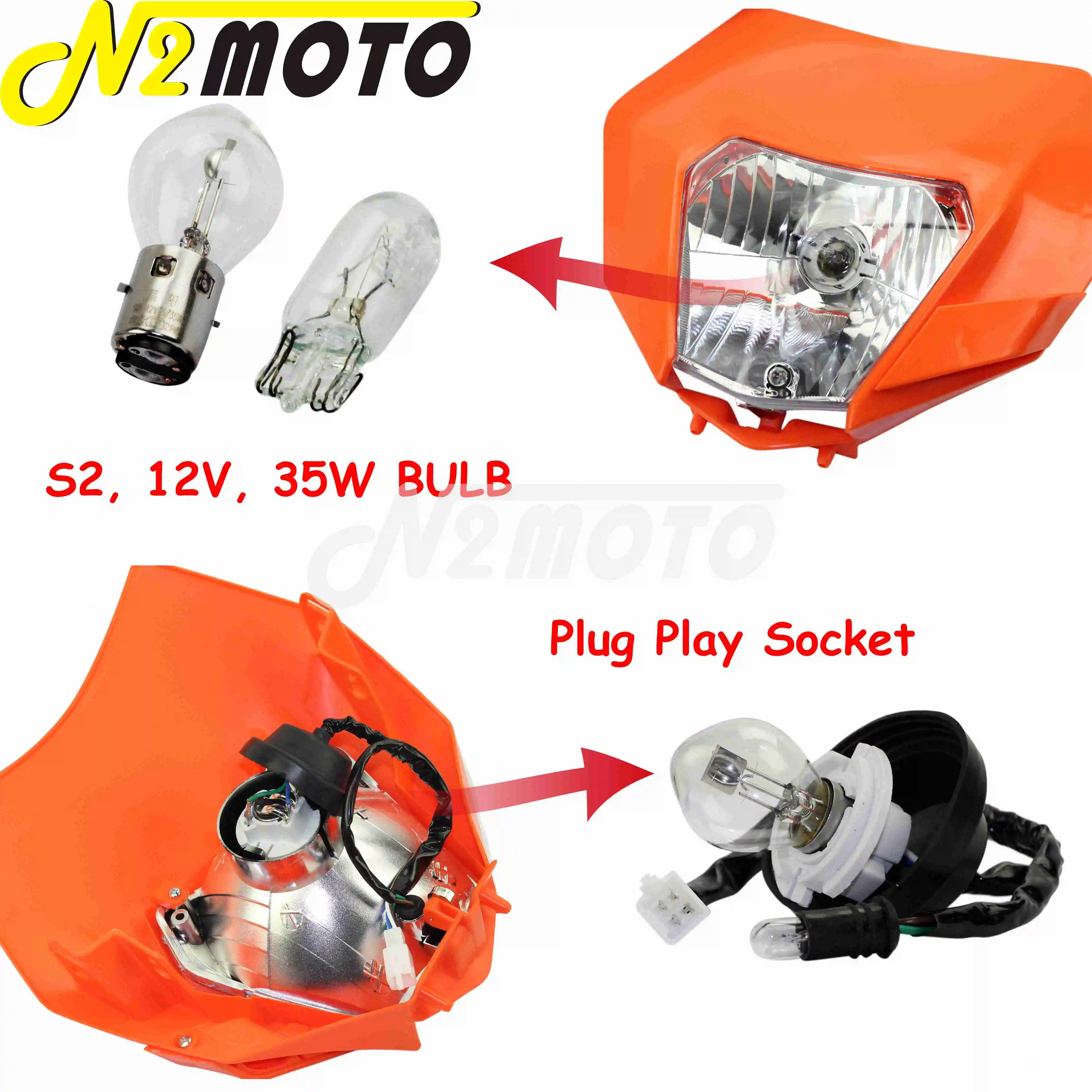 LED Angel Eye Headlight Enduro Motocross HI LO Beam For KTM EXC EXC-F XC XC-W XCF 125 350 450 SMC 690 Supermoto E8 Emark Light