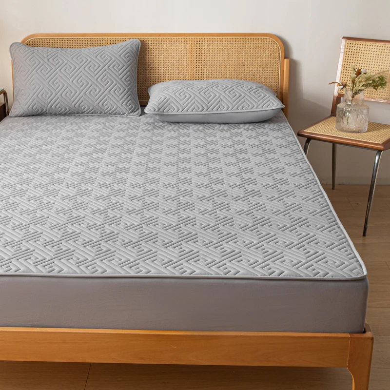 Housse De Matelas Imperméable 180x200x30cm Avec Fermeture Éclair - Tissu Doux Et Silencieux, Gris, Lavable Machine