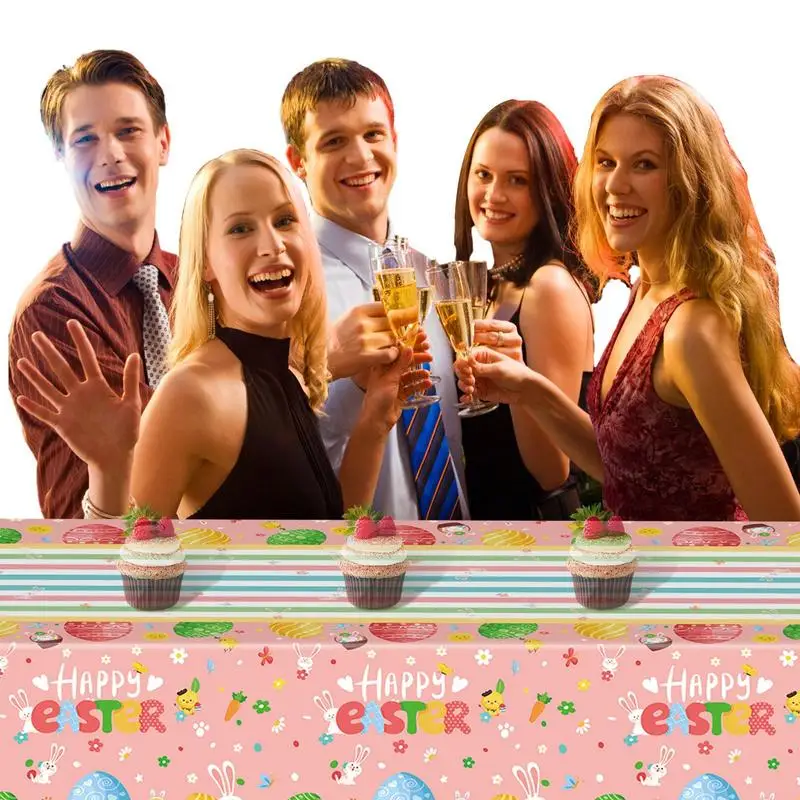 

Easter Tablecloth Rectangular Easter Table Cloth Decorations Waterproof Colorful Table Cover Party Supplies For Holiday Picnic