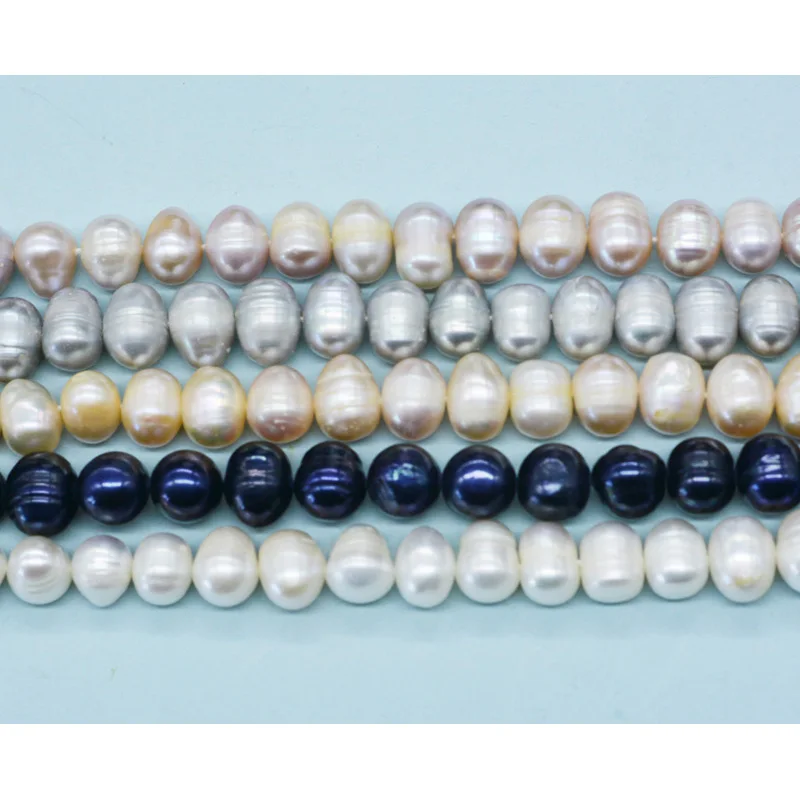 천연 진주 구슬 감자 모양 펀치 루즈 비즈, 쥬얼리 DIY 목걸이 액세서리, 2 주 (83 개), 9-10mm, 15 인치