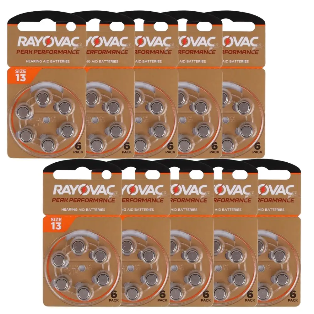 60PcsHearingAidBatteriesA1313A13P13PR48RayovacPeakUK145V