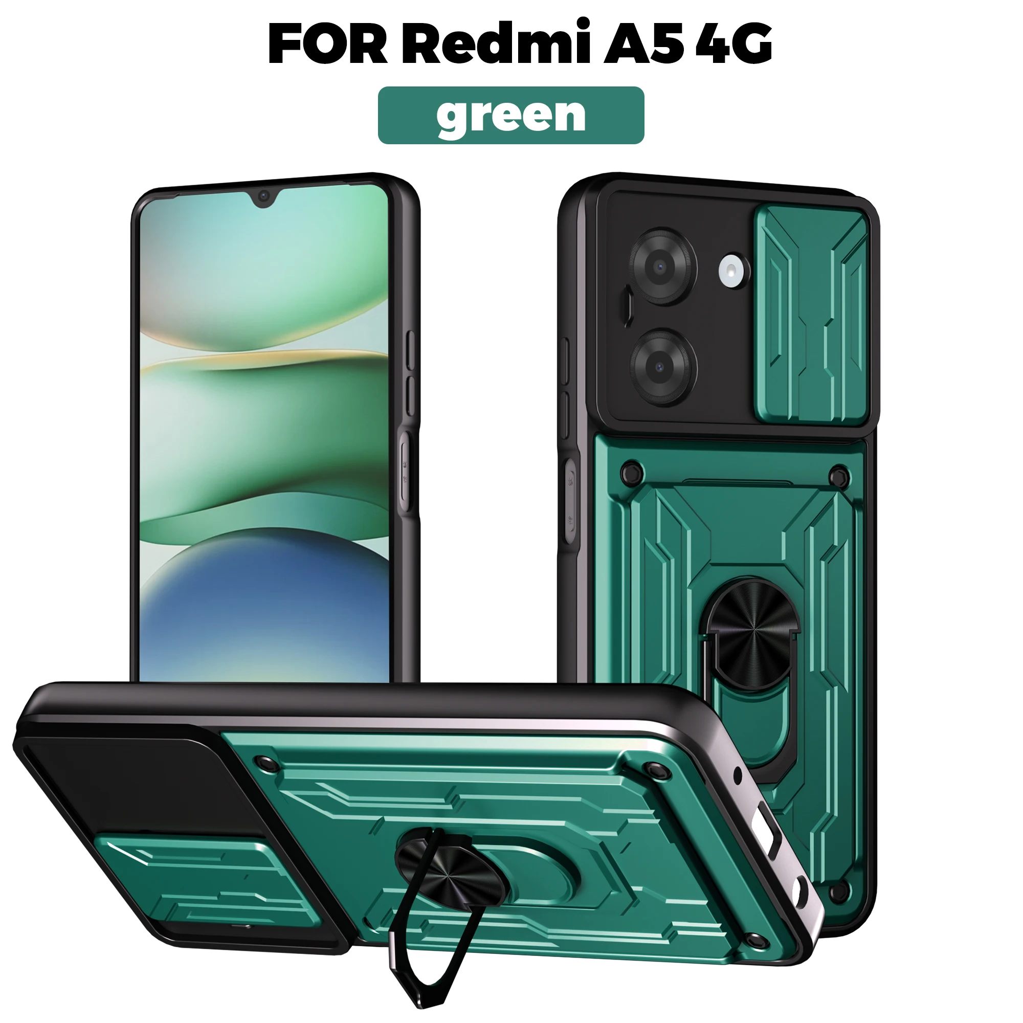 Rugged Armor Magnetic Bracket Case with Card Storage and Slide Camera Protection Cover