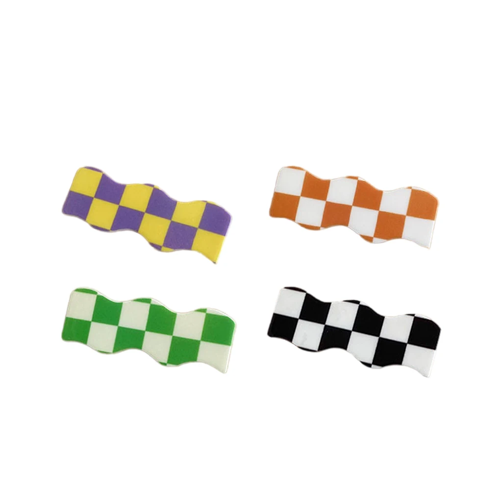 Fashion Hair Clip Barrette Hairpin Checkerboard Pins Plaid Wavy Cute Elegant for