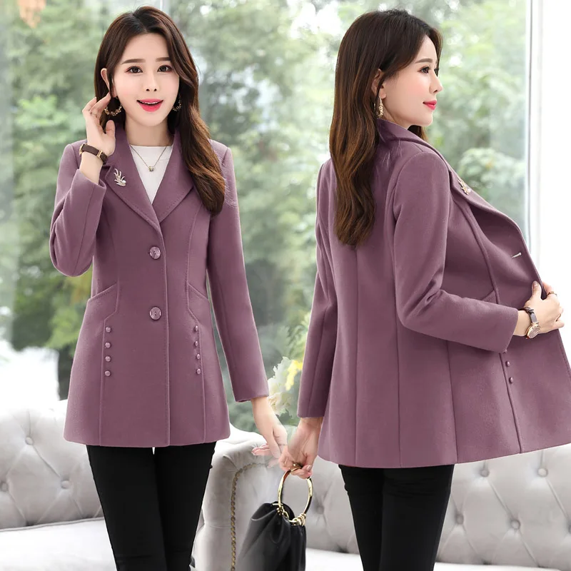 Female Spring Autumn Long Woolen Jacket Women Coat New Small Slim Short Woolen Coat Wool \u0026 Blends