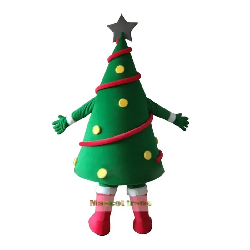 Hot Green Christmas Tree Mascot Costume Christmas Carnival performance apparel