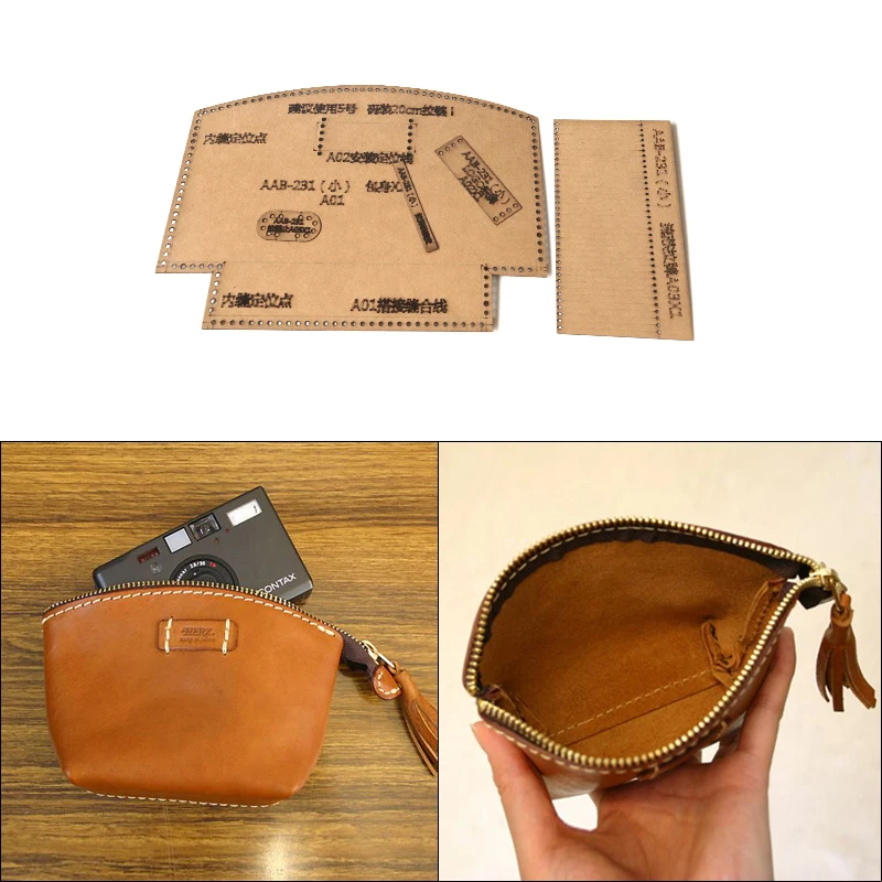 DIY Storage Bag Coin Purse Sewing Pattern Handmade Leather Kraft Paper Version Drawings Leather Paper Pattern Template 12*10*5.5 leather craft template sewing template