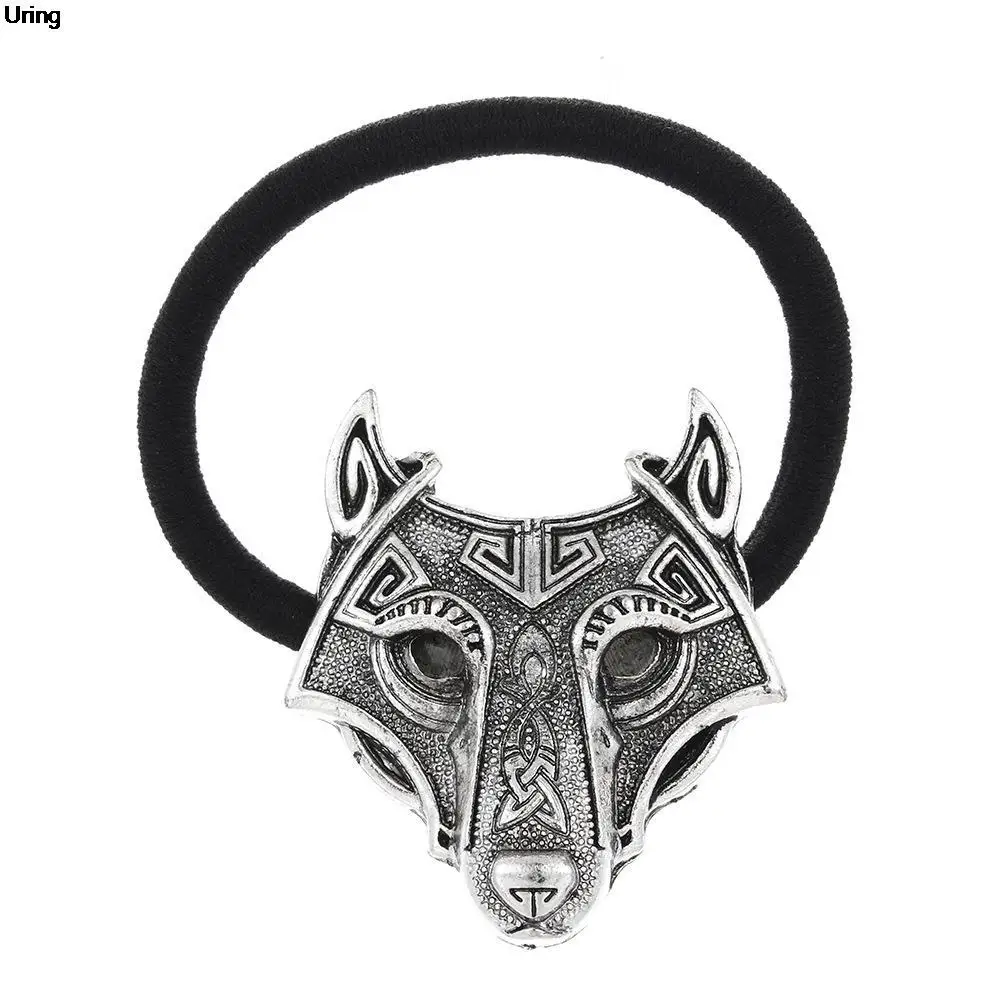 Punk Gothic Head Jewelry North Vikings Wolf Hair Bands Bear Head Elastico Hairwear Raven Skull Elastici Hair Rope Ties Women