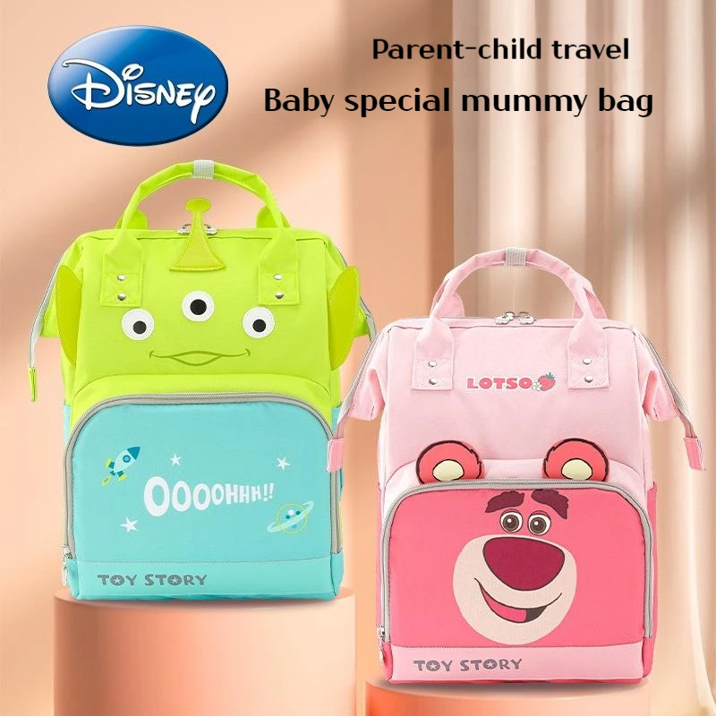 

Disney Lotso Alien Mickey Mouse Mommy Bag Cartoon Large Capacity Waterproof Baby Diaper Bag Lightweight Multifunctional Backpack