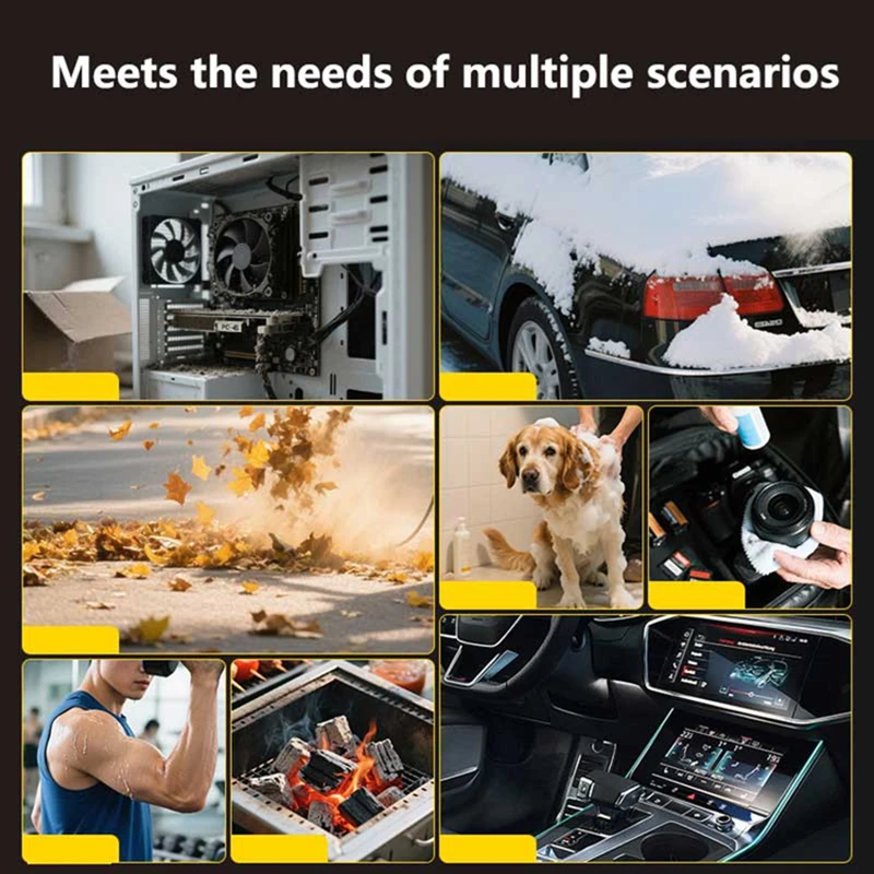 580000 RPM Powerful Turbo Blower Cordless Vacuum Cleaner Electric Snow Blower 380g Blowing Force LED lighting Car cleaning 4