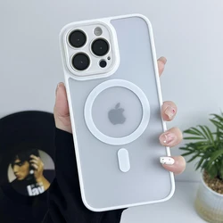 Sleek Matte Magnetic Clear Phone Case with Wireless Charging and Lens Protection - iPhone 12 Pro (White)