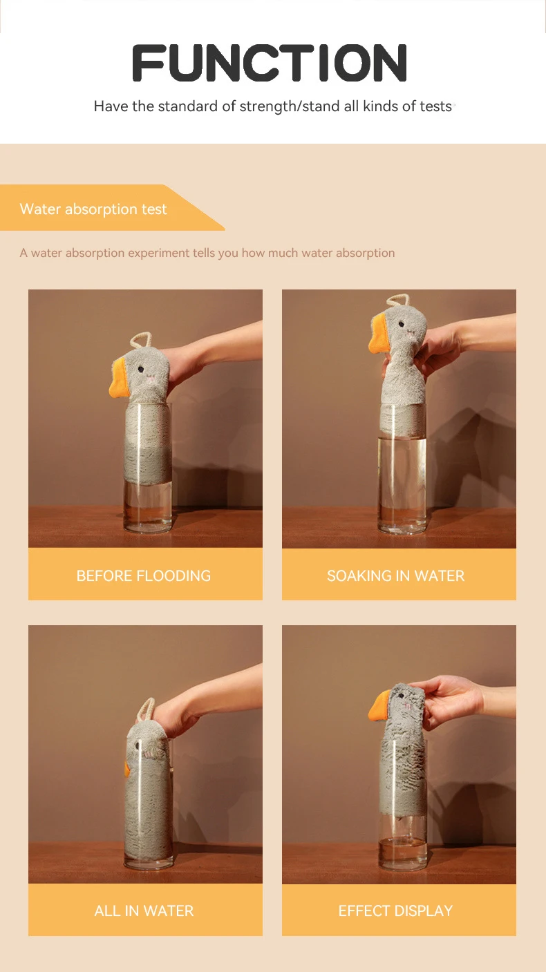 Description Picture 6 of itemCartoon Goose Hand Towel Kitchen Bathroom and Toilet Hand Towel Hanging Type with Super Water Absorption Quick Drying It Is Hard