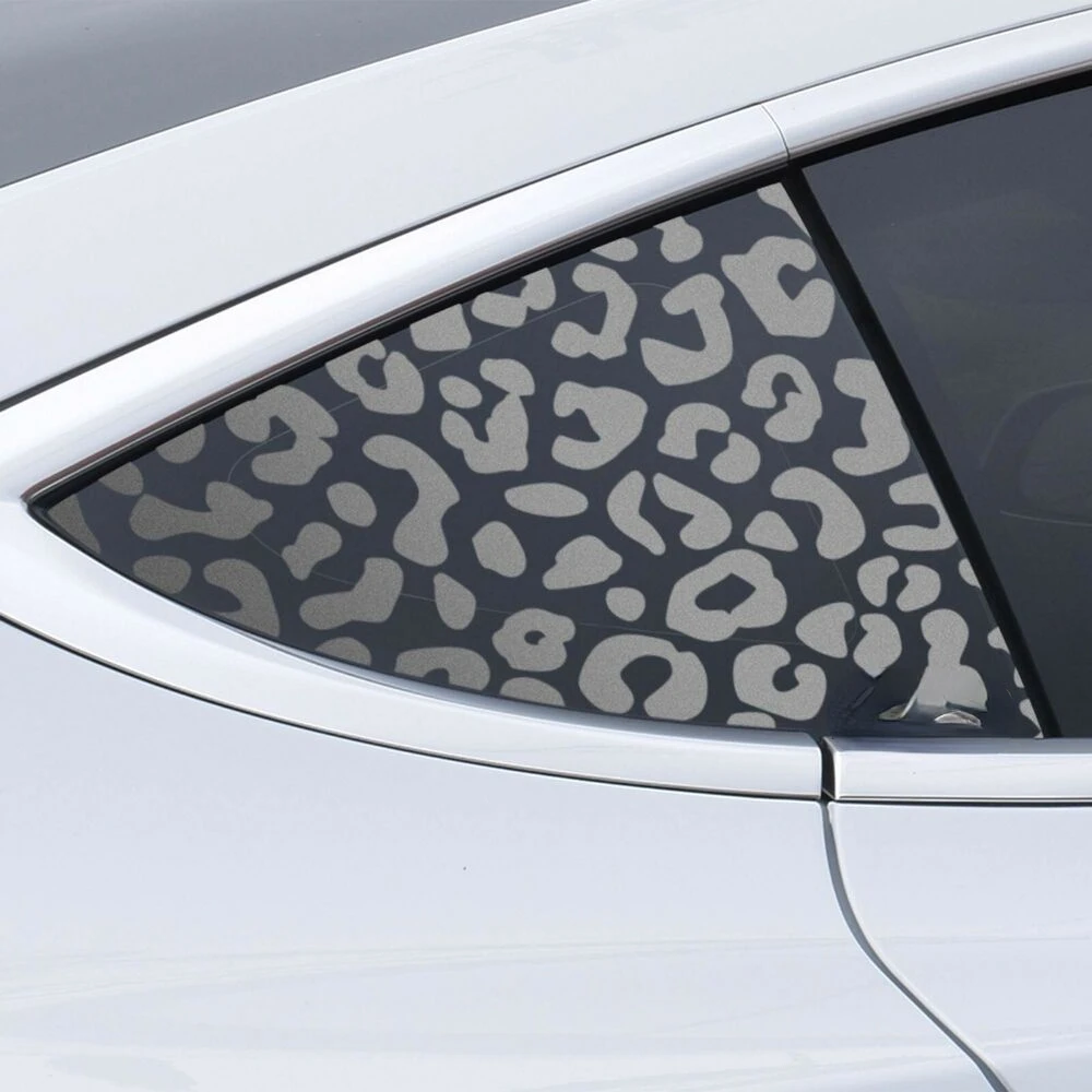 

2pcs For Tesla Model 3 Rear Quarter Window Leopard Cheetah Print Vinyl Decal Sticker