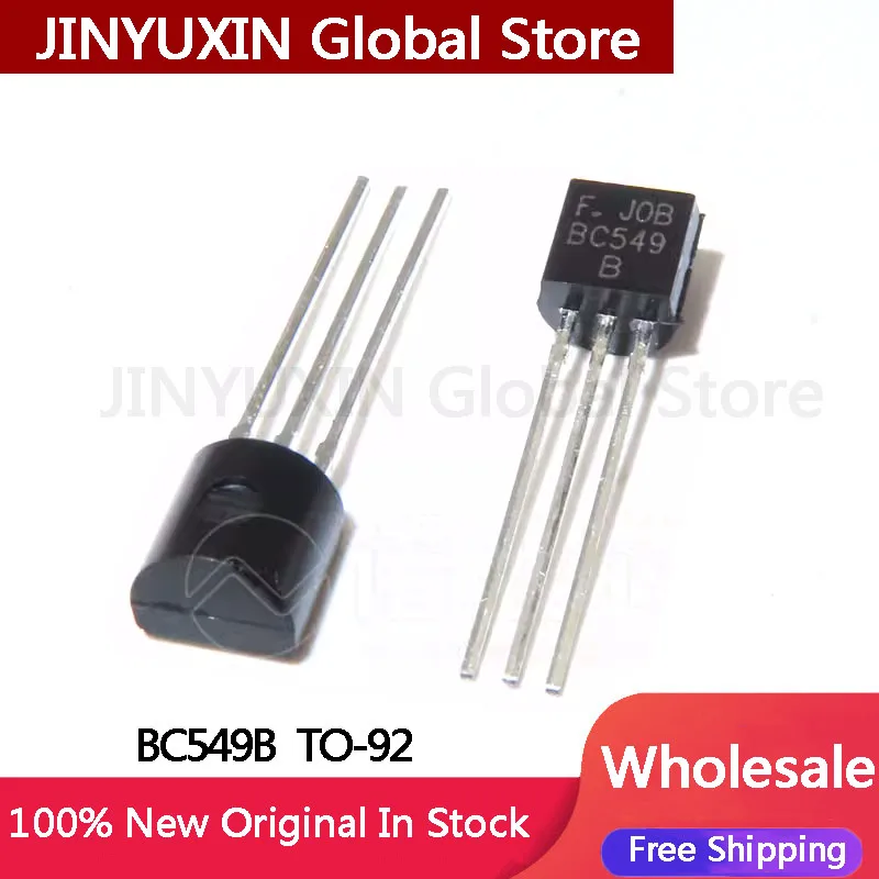 100Pcs BC549 BC549B inline TO-92 low-power transistor NPN transistor 0.1A/30V IC Chip In Stock Wholesale