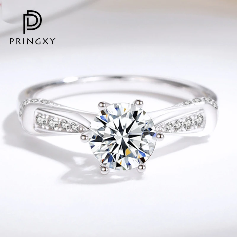 

PRINGXY Crown 1CT Moissanite Diamond with GRA Certificate Ring Women 925 Sterling Silver Platinum Plated Wedding Fine Jewelry