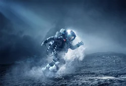Modern Astronaut Blue Technology Decorative Painting - 40X60cm Unframed (25)
