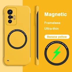 Premium Magnetic Frameless Hard Case - Luxury High - Quality Original Shell Cover for Vivo X70 Pro+ (Banana Yellow)