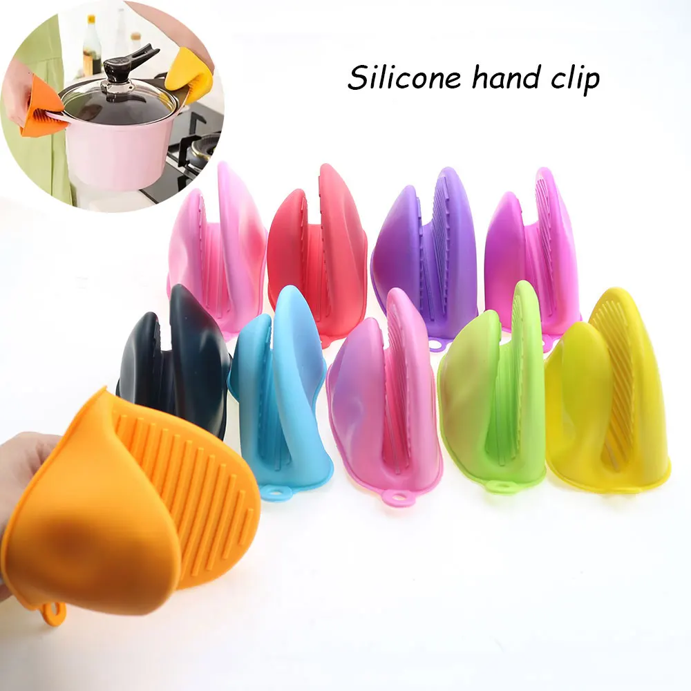 2pcs Thicken Baking Silicone Oven Mitts Microwave Oven Glove Heat Insulation Anti-slip Grips Bowl Pot Clips Kitchen Gadgets
