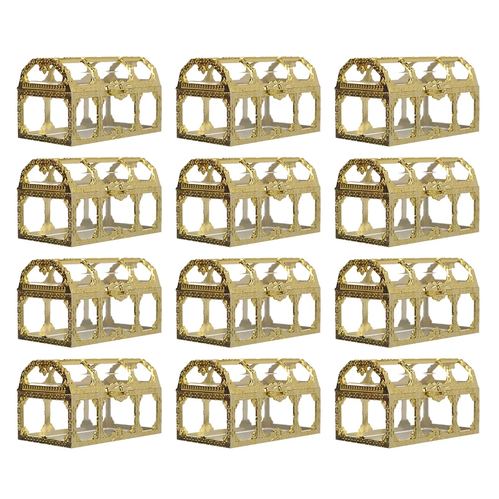 

12 Pcs Candy Box Holder Jewelry Boxes Present Crystal Golden Plastic Gift Stand Wedding