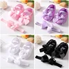 Soft Sole Flower Newborn Baby Girl Christening Shoes Headband Set 2021 Lovely Princess Lace Bowknot Infant Non Slip First Walker 1