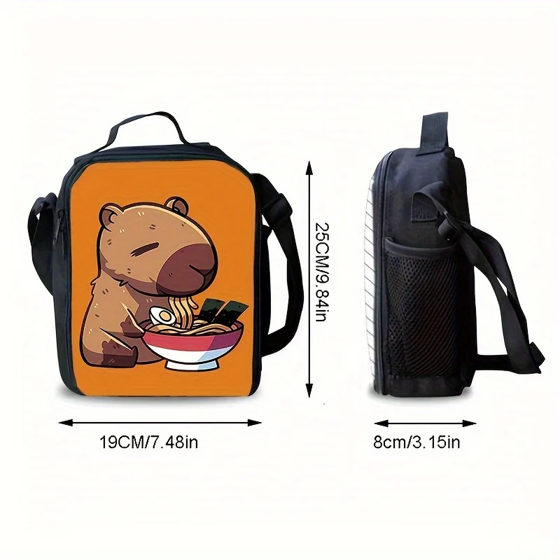 1Pc Boy Cute Capybara Printed Insulated Lunch Bag Large Capacity Party Picnic Camping Beach Bag Waterproof And Leakproof Handbag 4