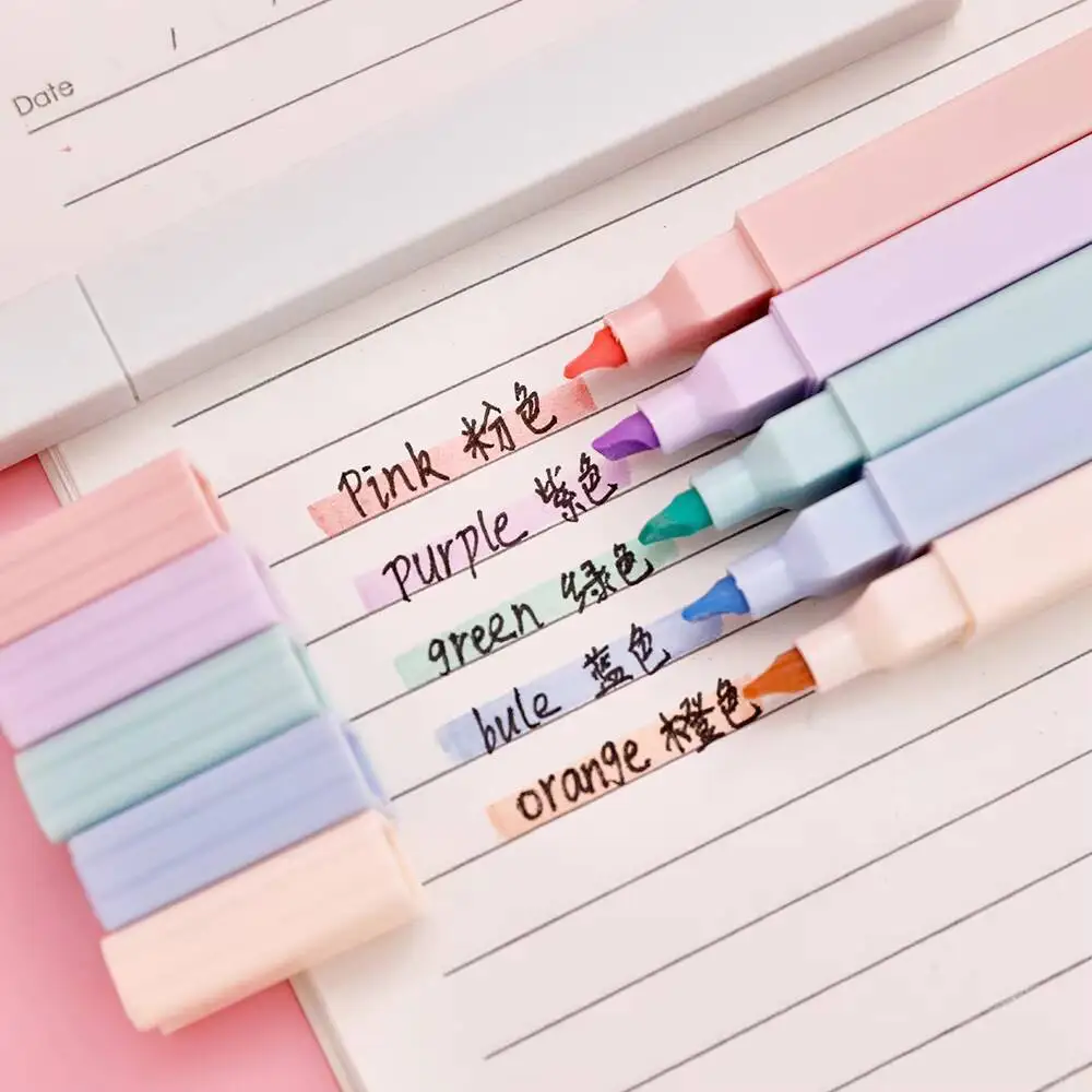 6-12-36개 귀여운 카와이 캔디 컬러 몰란디 사무실 학교 용품 선물 마커 형광펜