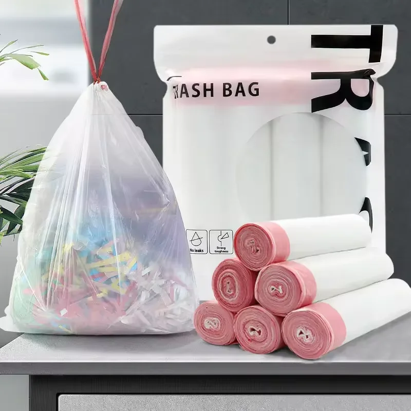 Garbage Bag Drawstring Household Disposable Transparent Garbage Bag Kitchen Dormitory Living Room Use disposable garbage bag