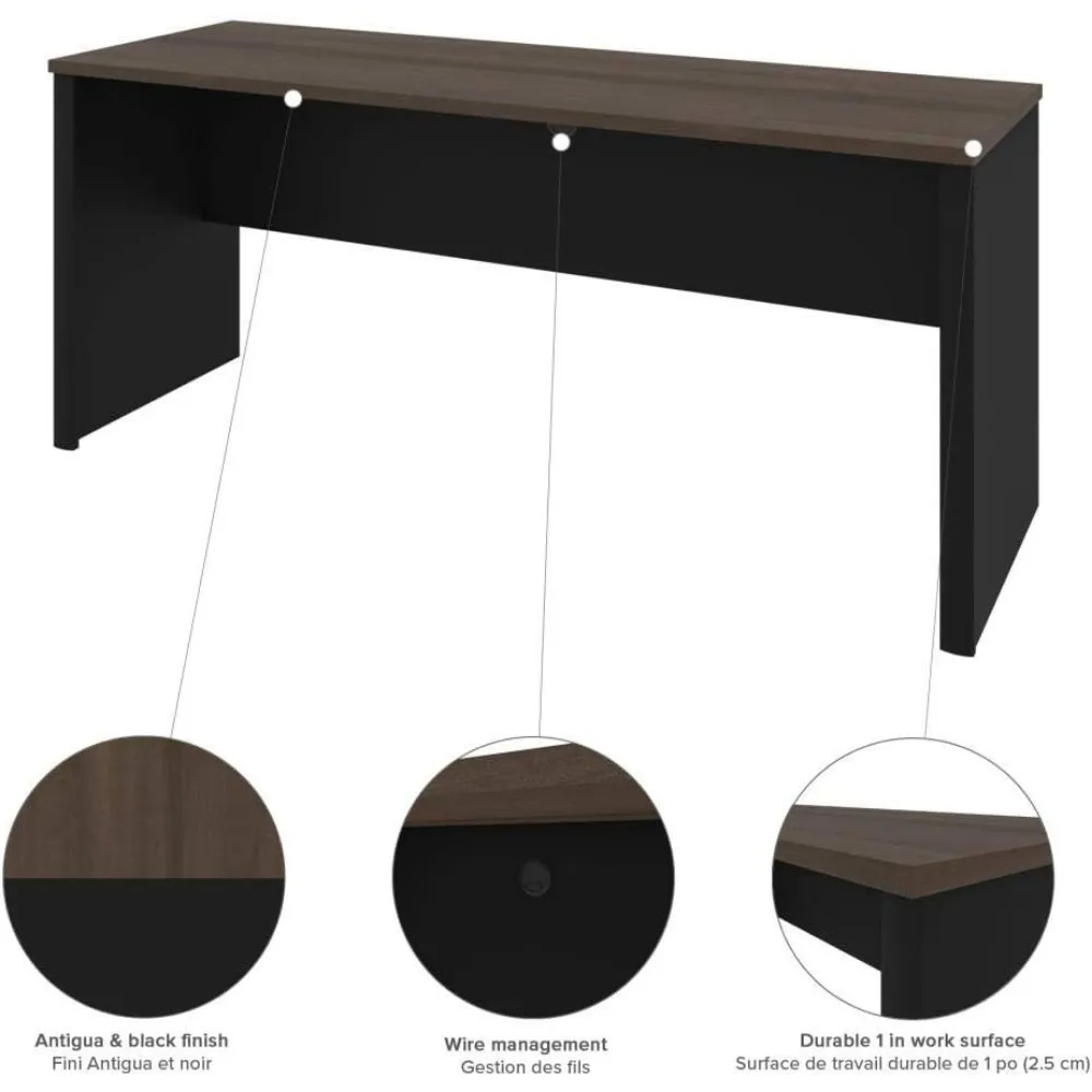 Connexion 72W L-Shaped Desk with Hutch and Pedestal in Antigua & Black 6