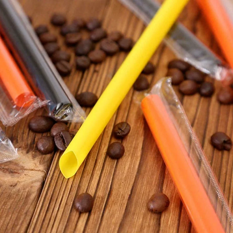 100pcs Disposable Straws Multicolor Big Wide MilkTea Milkshake Plastic Drinking Straw for Wedding Party Supplies Bar Accessories