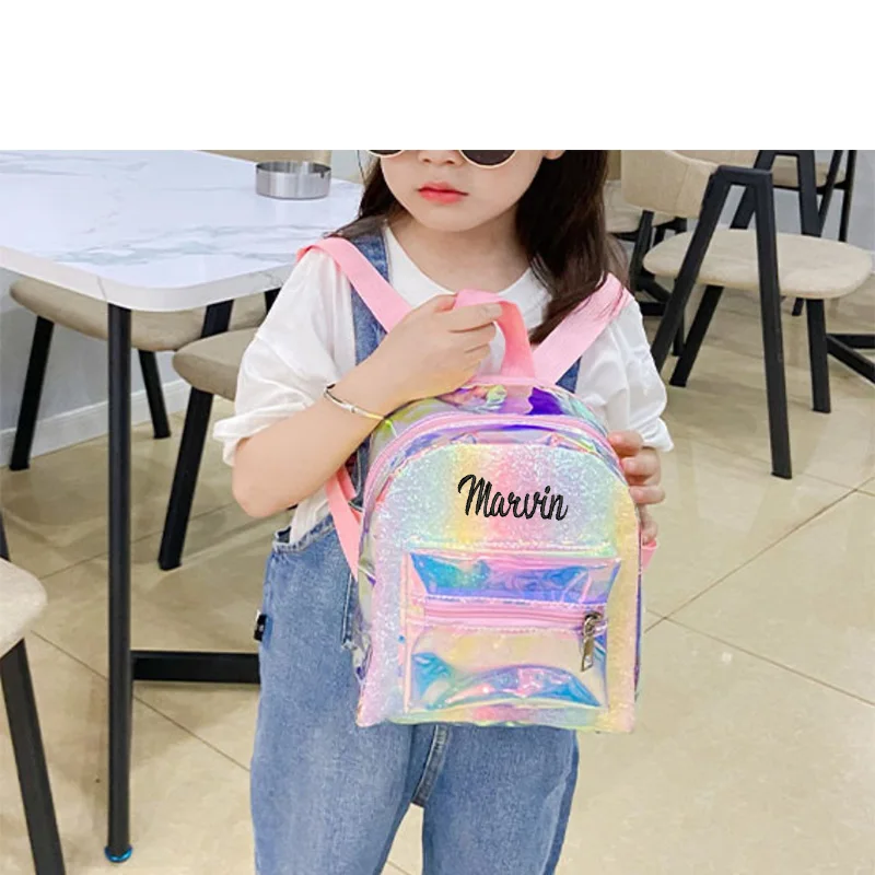 

Personalized Transparent Backpack, Student Colored Sequin Backpack, Women's Customized Name, Children's Gift