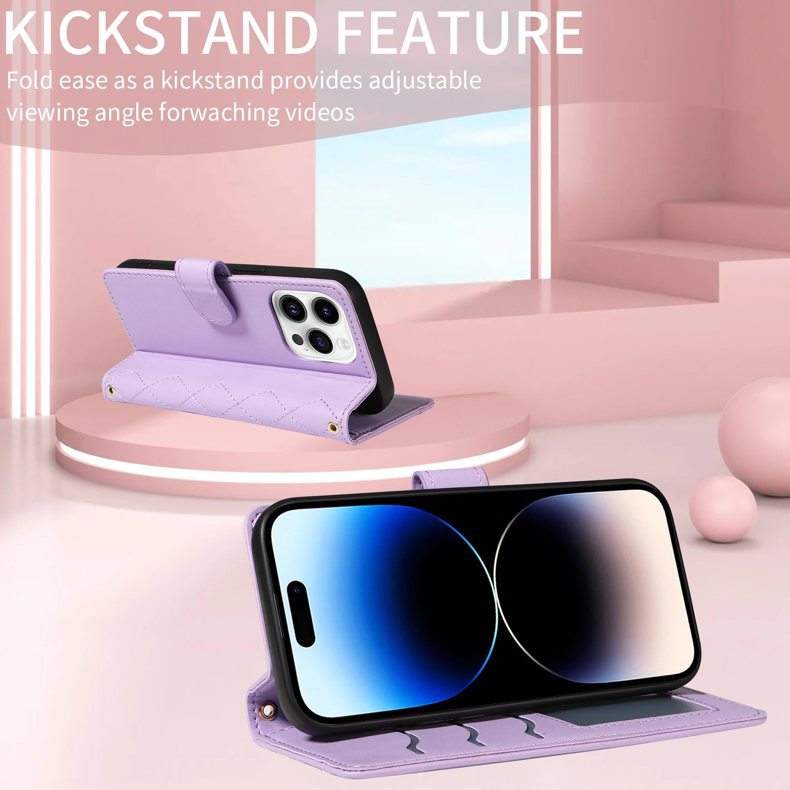 Leather Wallet Phone Case with Card Holder and Magnetic Closure