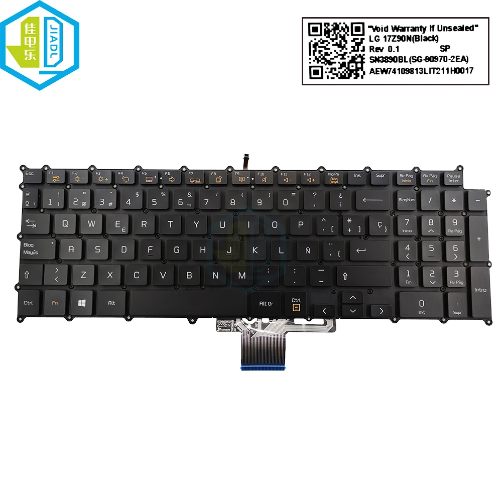 Espanha Espanhol Teclado Backligh para lg Gram 17 17z90n Portátil Retroiluminado Substituição Teclados Genuínos Sn3890bl Sg-909702ea sp es