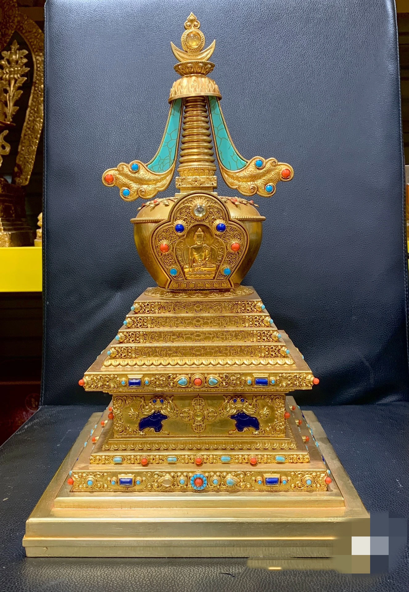 

Exclusive # 39CM Large Buddhism TOP quality gilding COPPER Buddha pagoda Bodhi Tower Buddhist temple altar Worship statue