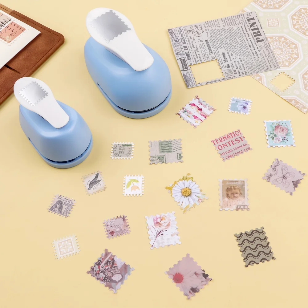 미니 우표 펀치 1.8x2.1cm/2.5x2.9cm 레버형 엽서 티켓 펀처 (스크랩북킹,..