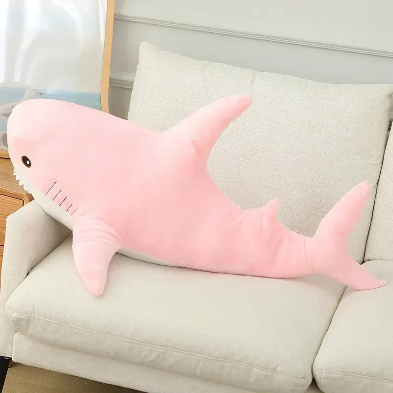 thumbnail image 1 of Peluche de tiburón colorido de 15 a 140 cm, animal de peluche azul, rosa y gris, muñeco suave de ballena, almohada para dormir, regalo kawaii para niños y niñas, 1 of 4
