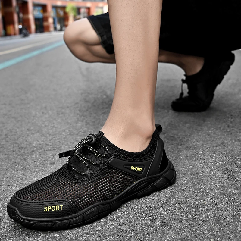 Summer Mesh Shoes Men Sneakers Plus Size Lightweight Breathable Walking Footwear 2023 New Lace Up Comfortable Casual Men's Shoes