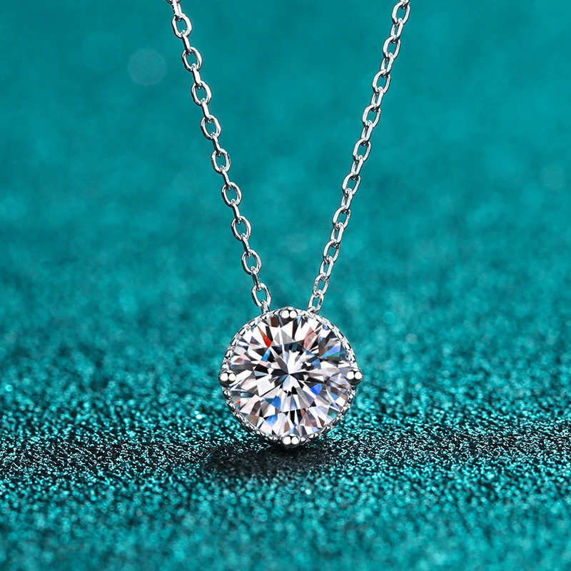 

100% all-Mossan Stone classic Circular Necklace women's Sparkling Lab Diamond Pendant Jewelry S925 sterling Silver Valentine's D