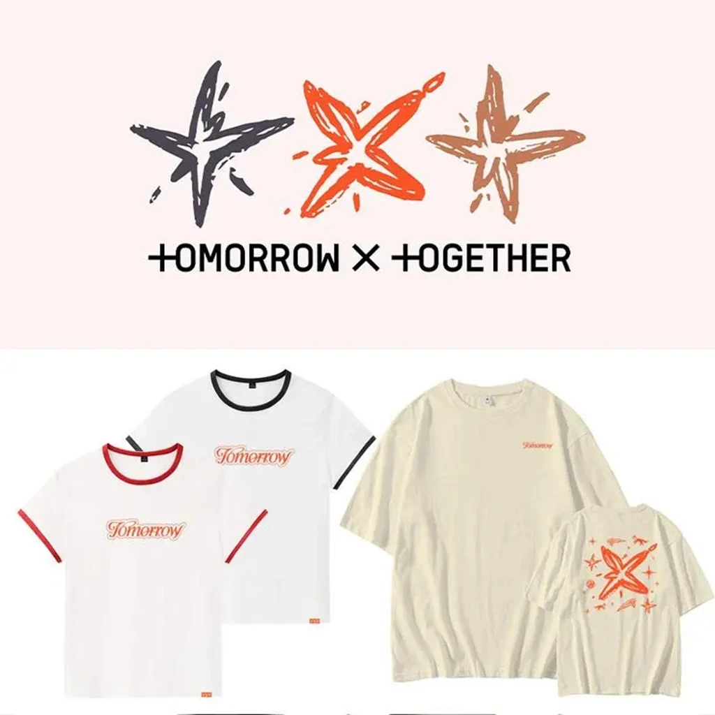 

Kpop TXT Album TOMORROW Retro Stitch T-shirt Summer Women Bat Sleeve Cotton Y2k T-shirt Harajuku 90S Oversize Streetwear