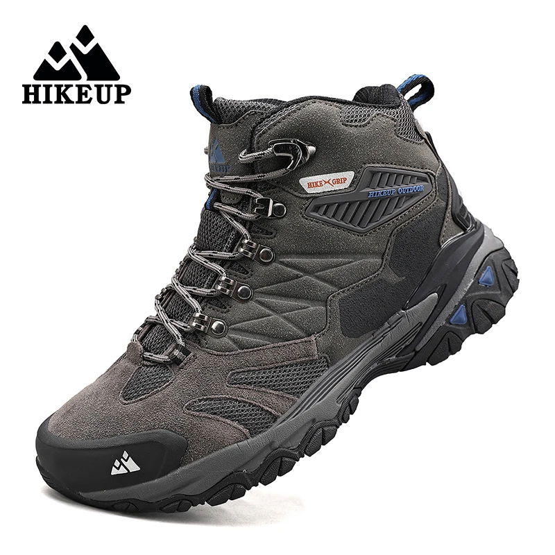 HIKEUP Men's Outdoor High-Top Suede Trekking Boots - Rainproof Tactical and Combat-Ready