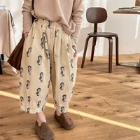 Clearance 130cm 8771 Children Pants 2024 Spring New Korean Washed Cotton Baby Girl's Harem Pants 1-7Year Kid's Trousers 2