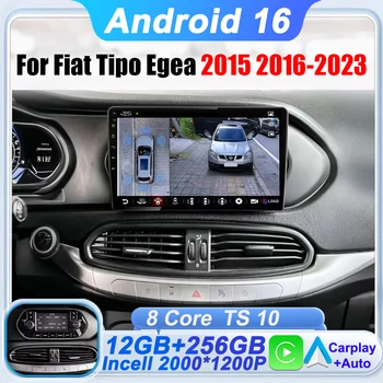 Autoradio Android 16 2din con Carplay e Android Auto per Fiat Tipo Egea 2015-2023, GPS, Stereo, 4G Wifi, Sistema Intelligente DSP
