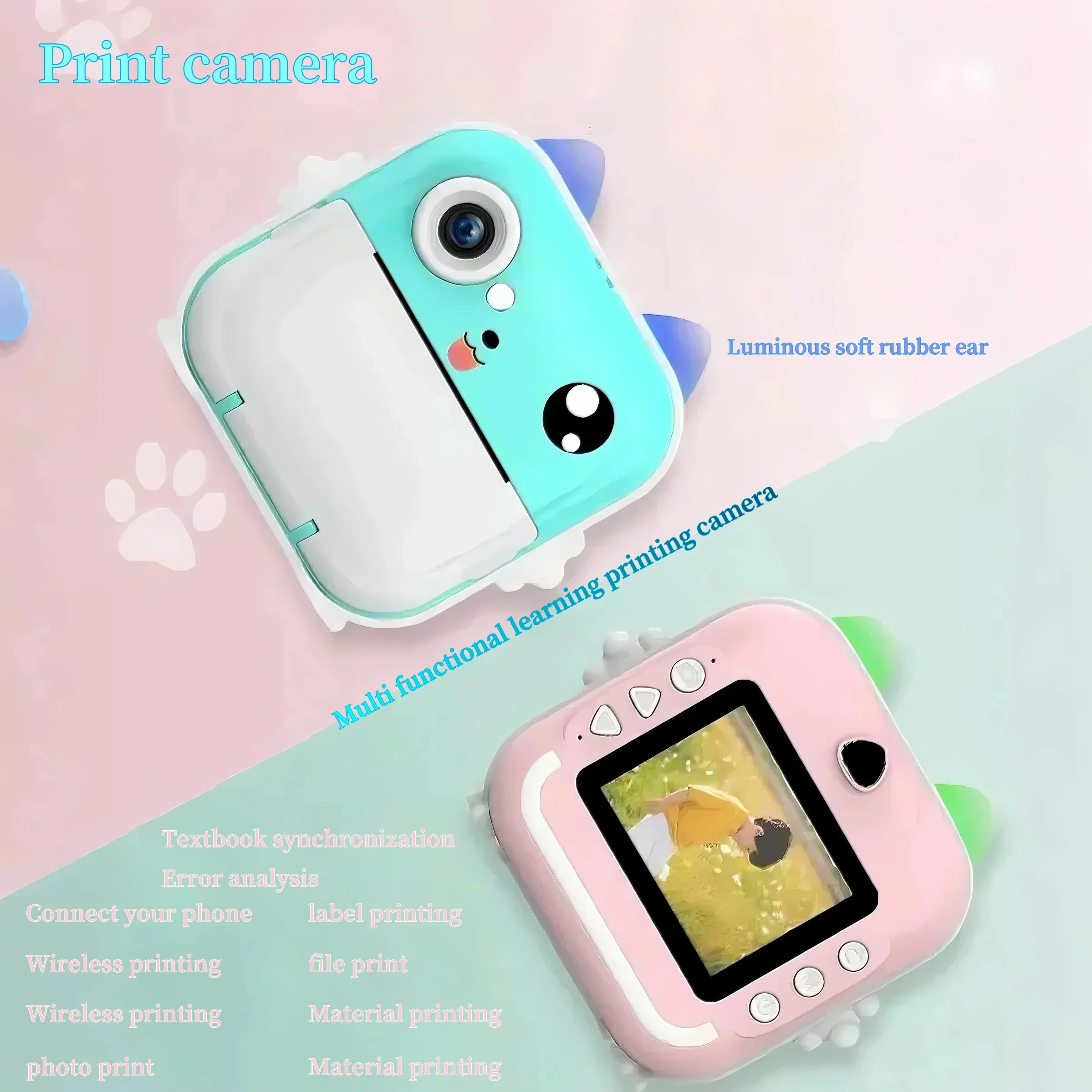 Fotocamera per bambini Stampa istantanea Mini videocamera digitale per bambini Schermo HD APP Connettiti giocattoli per fotocamera digitale per bambini come regalo - immagine 4