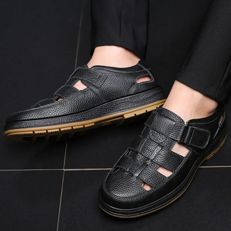 صيف جديد الراحة الرجال الصنادل جلد طبيعي الأعمال ح...