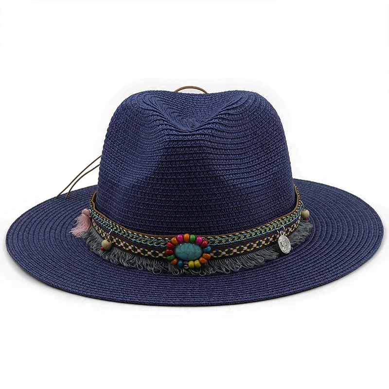 56-58-60cm Fashion Panama Hats for Women Men Jazz Fedoras Cooling Sun Hats Summer Breathable Elegant Ladies Party Hat Wholesale 16