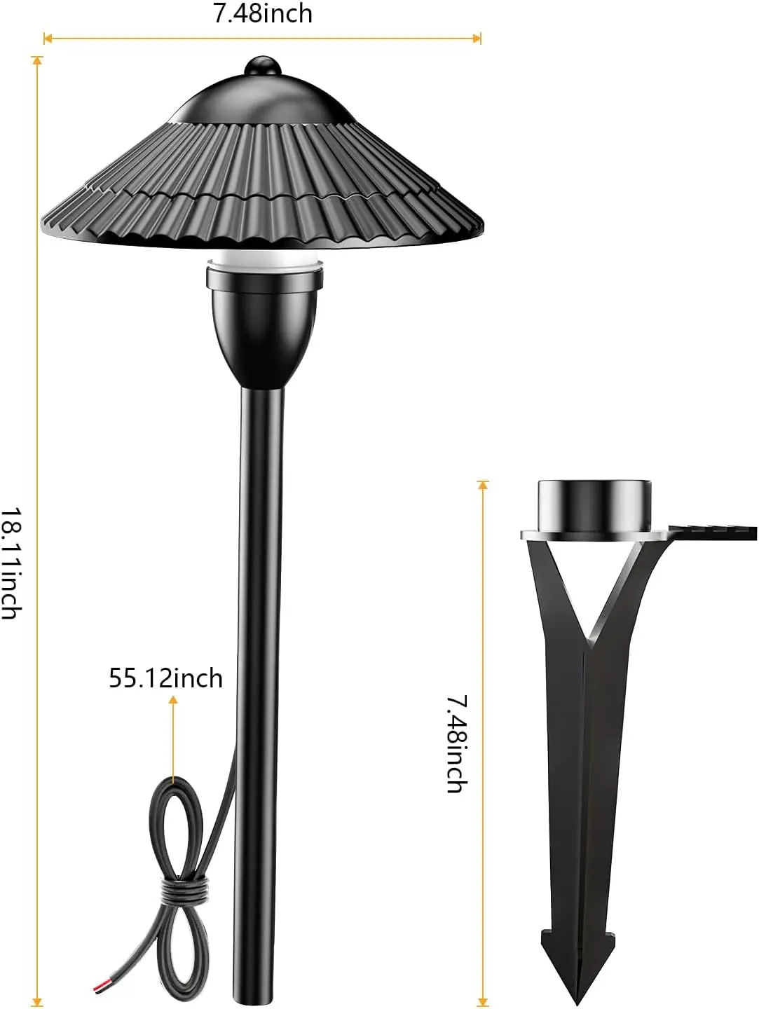 Low Voltage Landscape Pathway Lights, 5W Aluminum Outdoor LED Landscape Lighting, 12-24V 3000K Waterproof Wired Path Light for Y