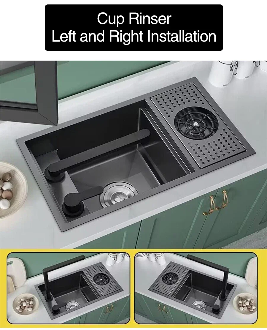 ASRAS Nano Black Stainless Kitchen Sink Image 9